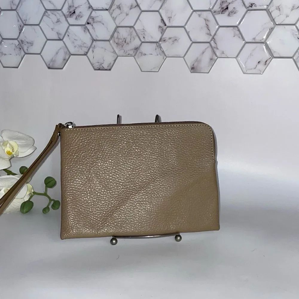 Elegant Valentina Tan Leather Clutch/Wristlet